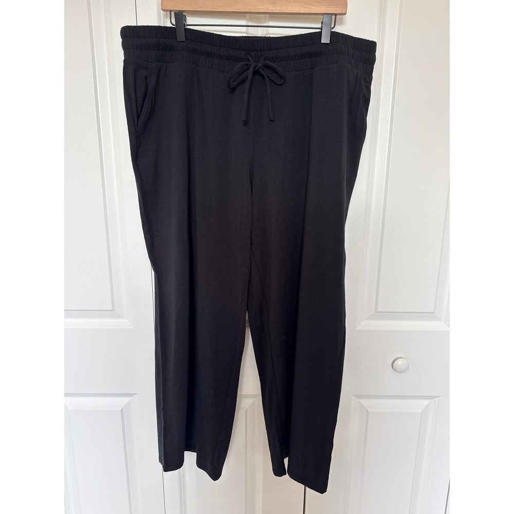 AnyBody Ankle Pants Drawstring Black Cozy Comfy Soft Knit Lightweight Sz XL